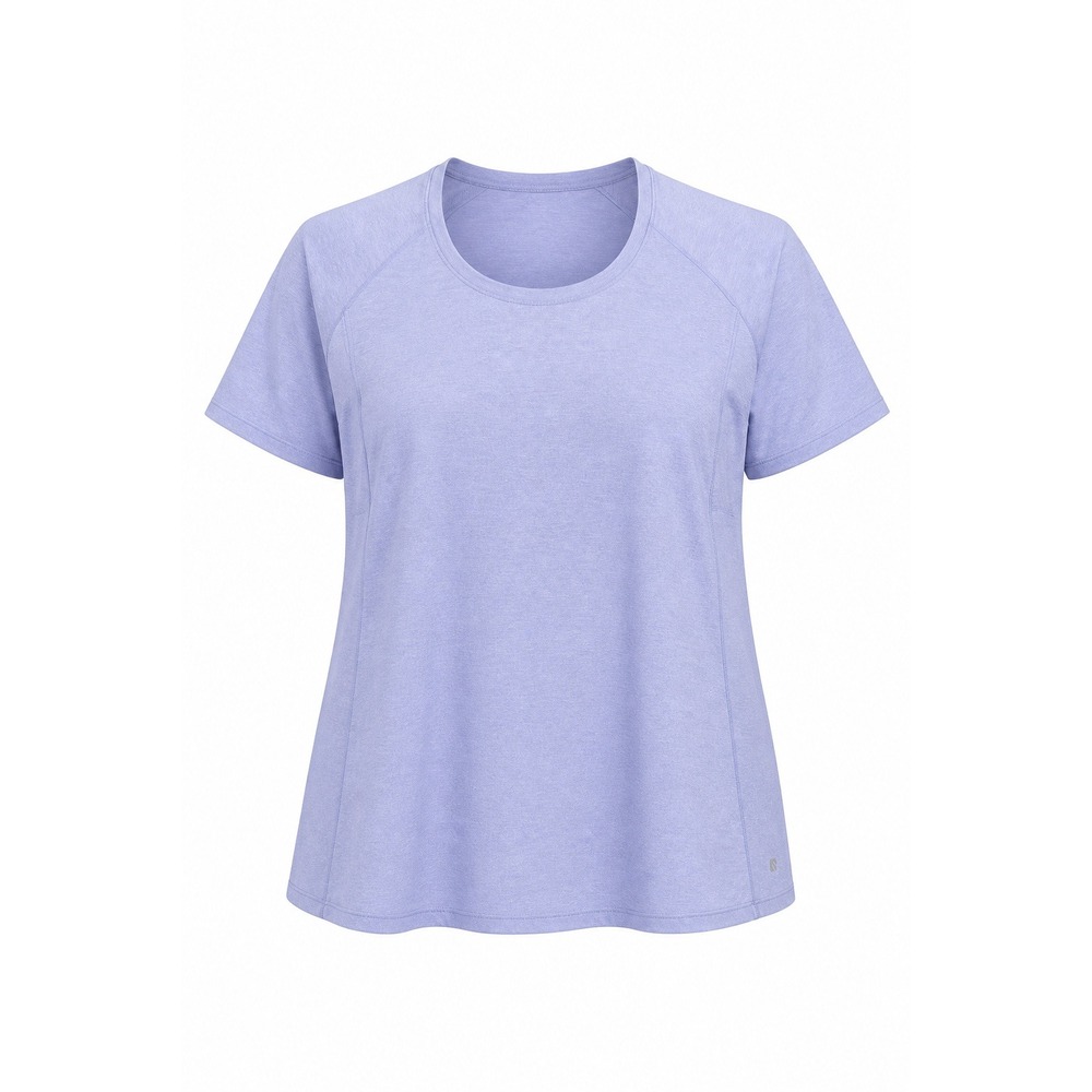 Marika Activewear Women 1X Purple Heathered Short Sleeve Performance Gym Tee